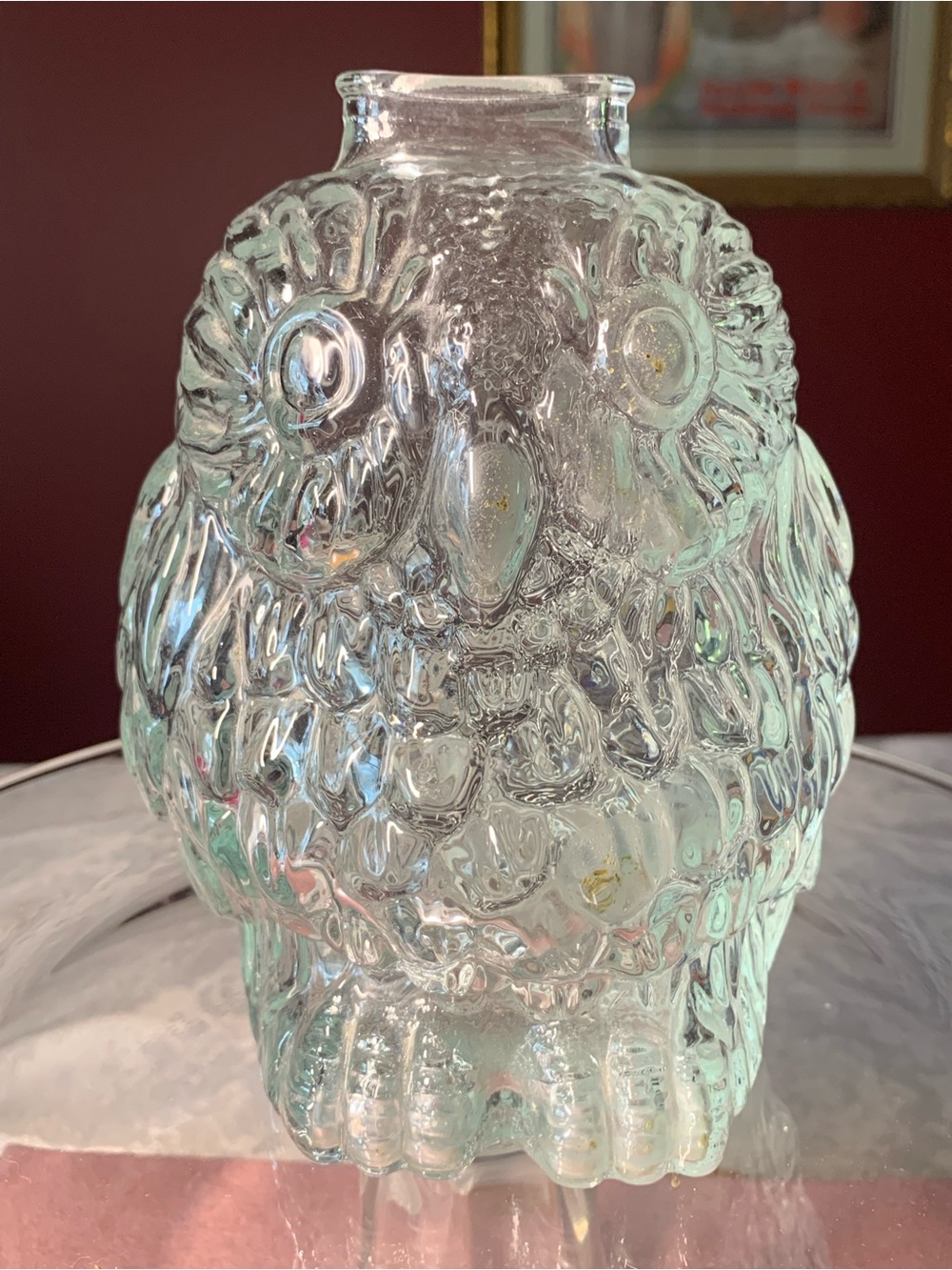 Vintage Libbey Wise Old Owl Glass Molded Bank